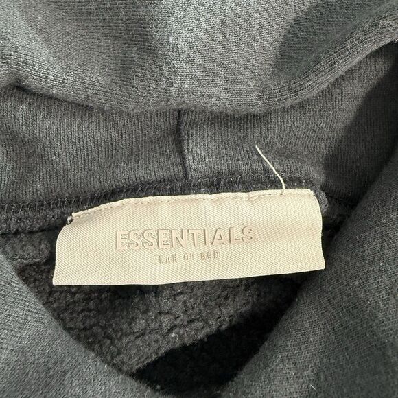 Fear of God Essentials Pullover Hoodie Men Small Faded Black Sweatshirt - Picture 4 of 11